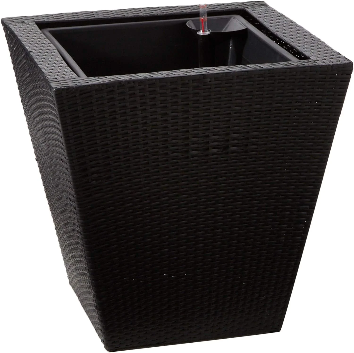 78379 22-Inch Square Resin Wicker Planter, Black