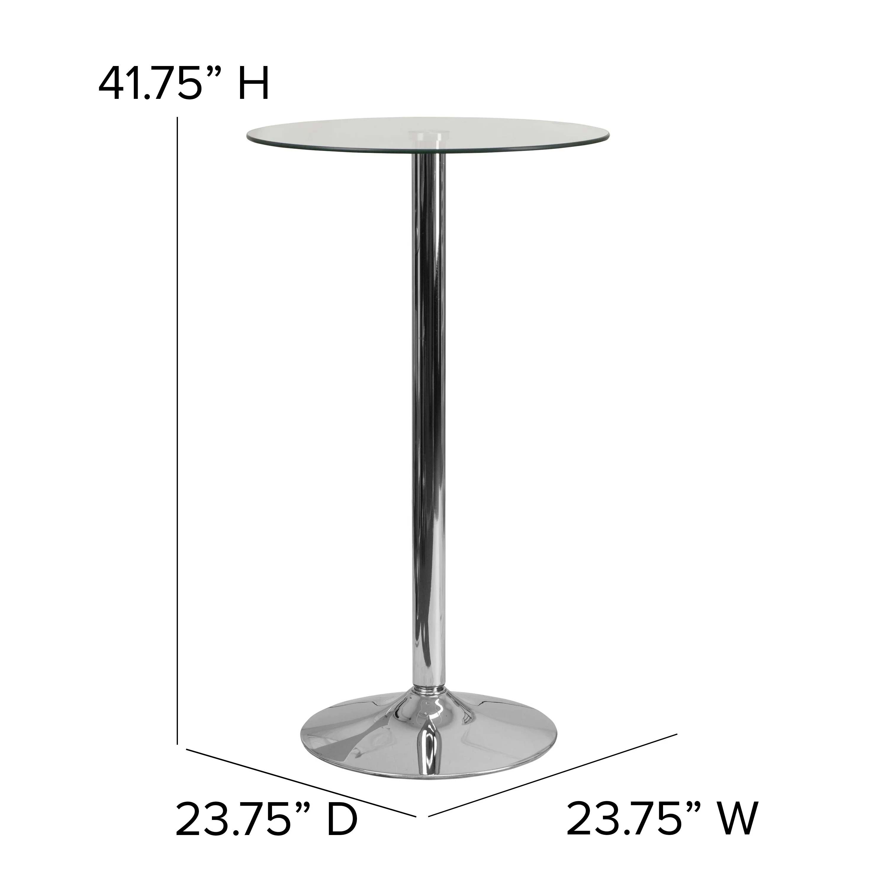 Flash Furniture Fredrick 23.75'' Round Glass Table with 41.75''H Chrome Base