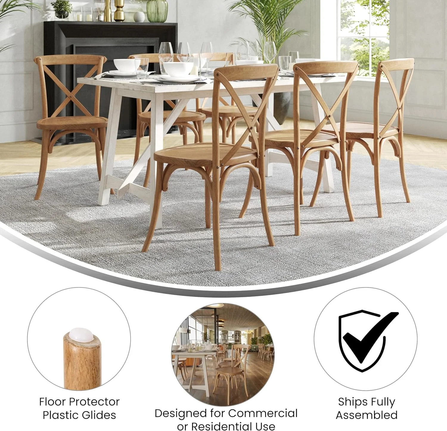 Bardstown Bistro Wooden Dining Chair - Light Brown - High X-Back
