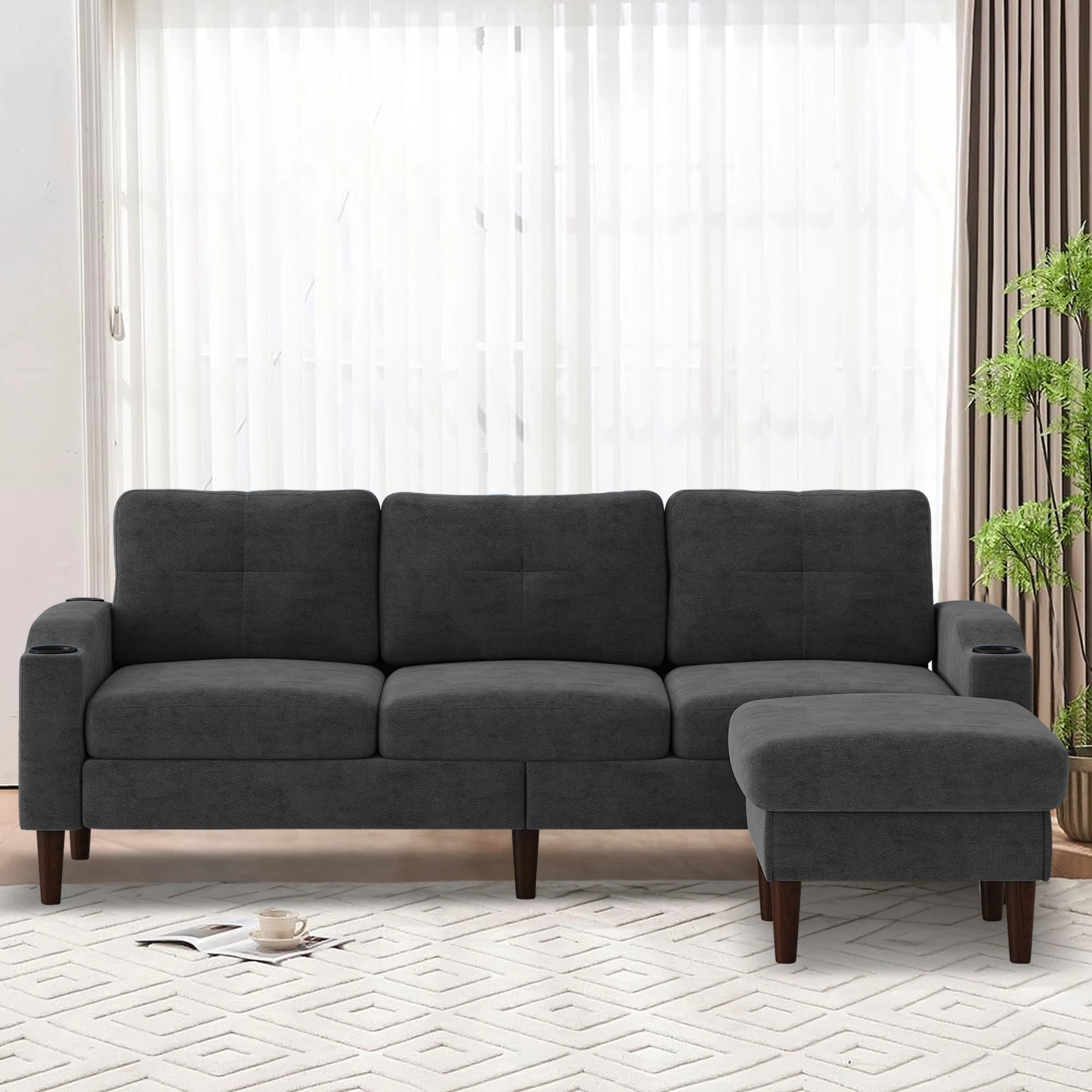 Aukfa L Shaped Sectional Sofa with USB Ports and Cup Holders, 78