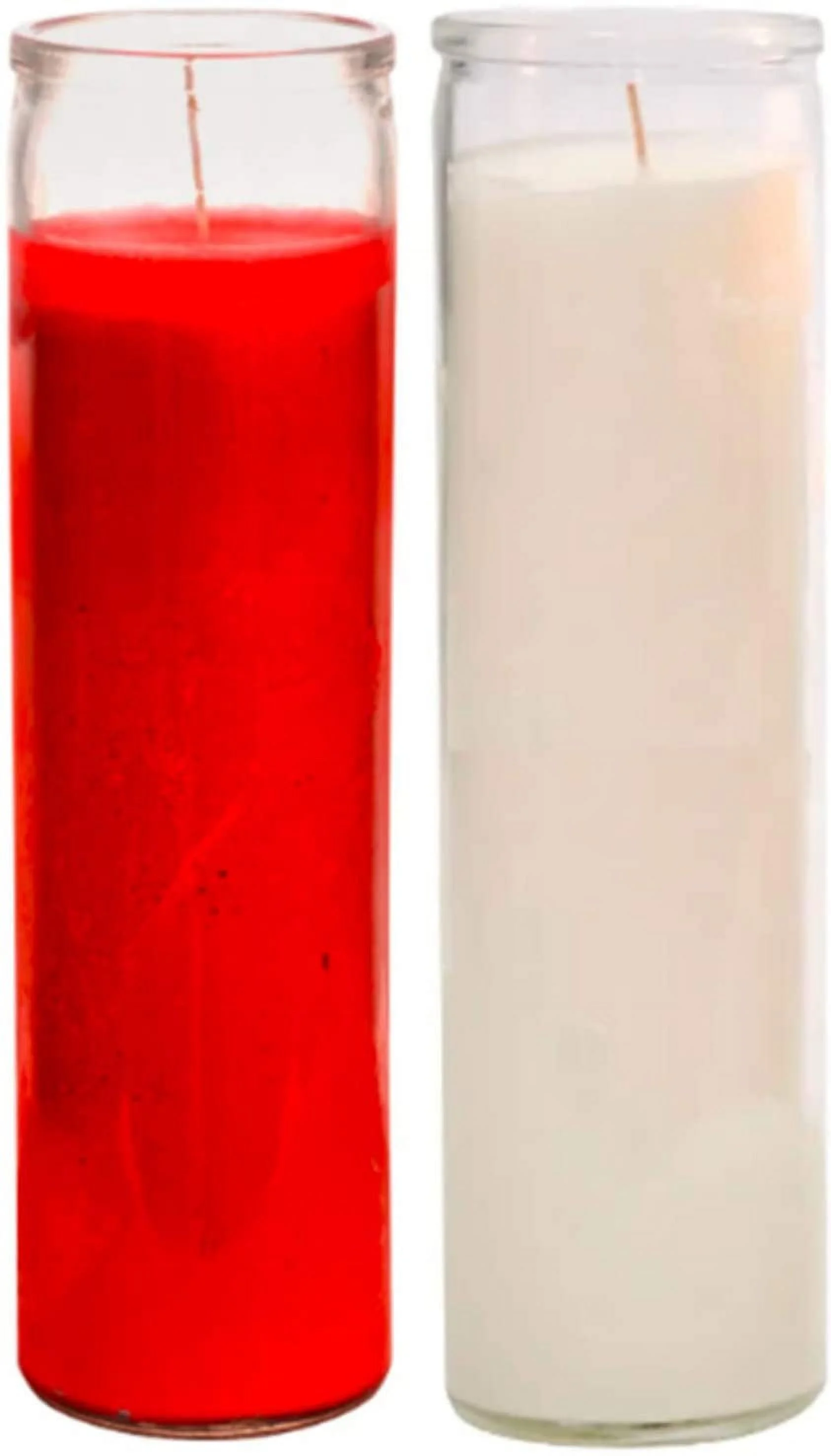 Prayer Candles - Wax Candles (2 Pc) Red And White Great For Sanctuary, Vigils And Prayers - Unscented Glass Candle Set - Indoor Outdoor - Spiritual Religious Church - Jar Candles