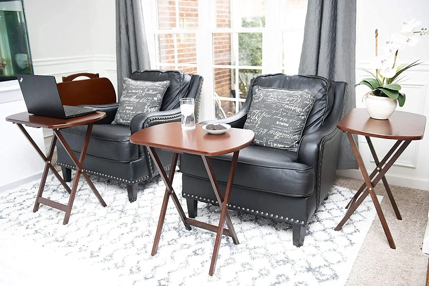 GVJMTKP Rustic Farmhouse Set of 4 Large Tv Trays Snack Eating Tables Folding with Stand Wood Oversize Dinning Heavy Duty Portable & eBook by OISTRIA