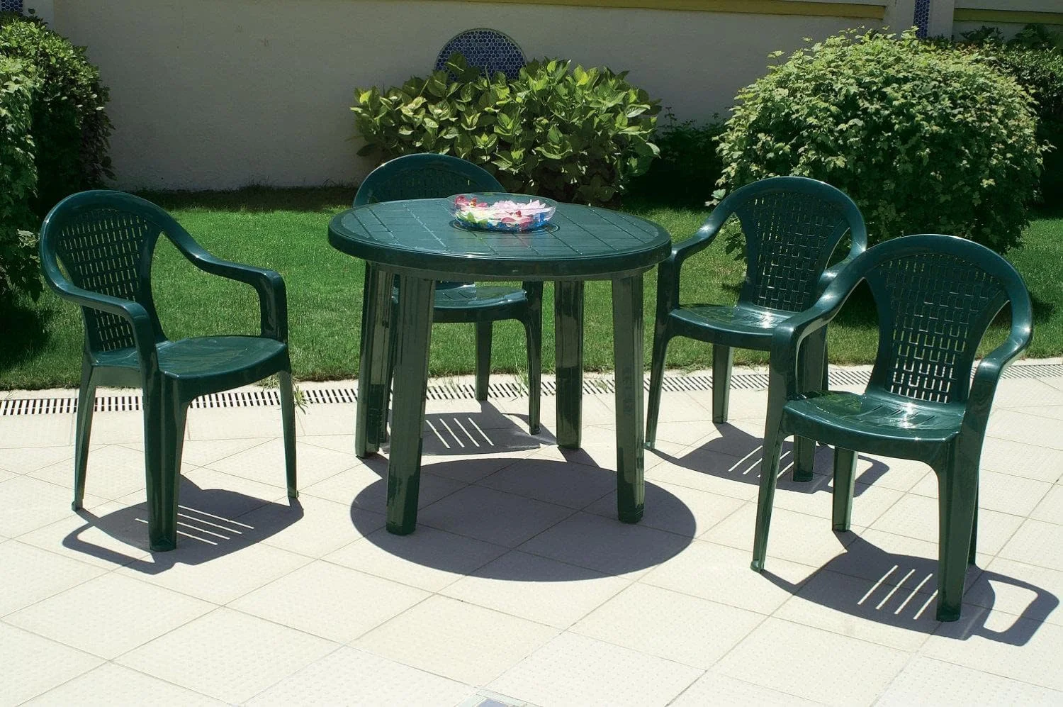 HBBOOMLIFE Compamia Ronda 35.5" Round Resin Patio Dining Table in Green  Commercial Grade