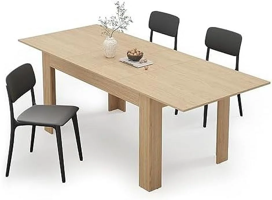 HBROLJF Extendable Dining Table for 6-10 Person  Wooden Dining Room Table  Modern Extendable Table for Gatherings  Meeting for Small Kitchens  Dining Office Areas(White)