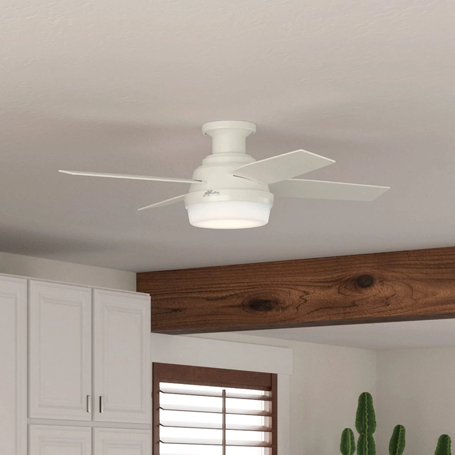 AUCHI Fan Company, 59445, 44 inch Dempsey Noble Bronze Low Profile Ceiling Fan with LED Light Kit and Handheld Remote