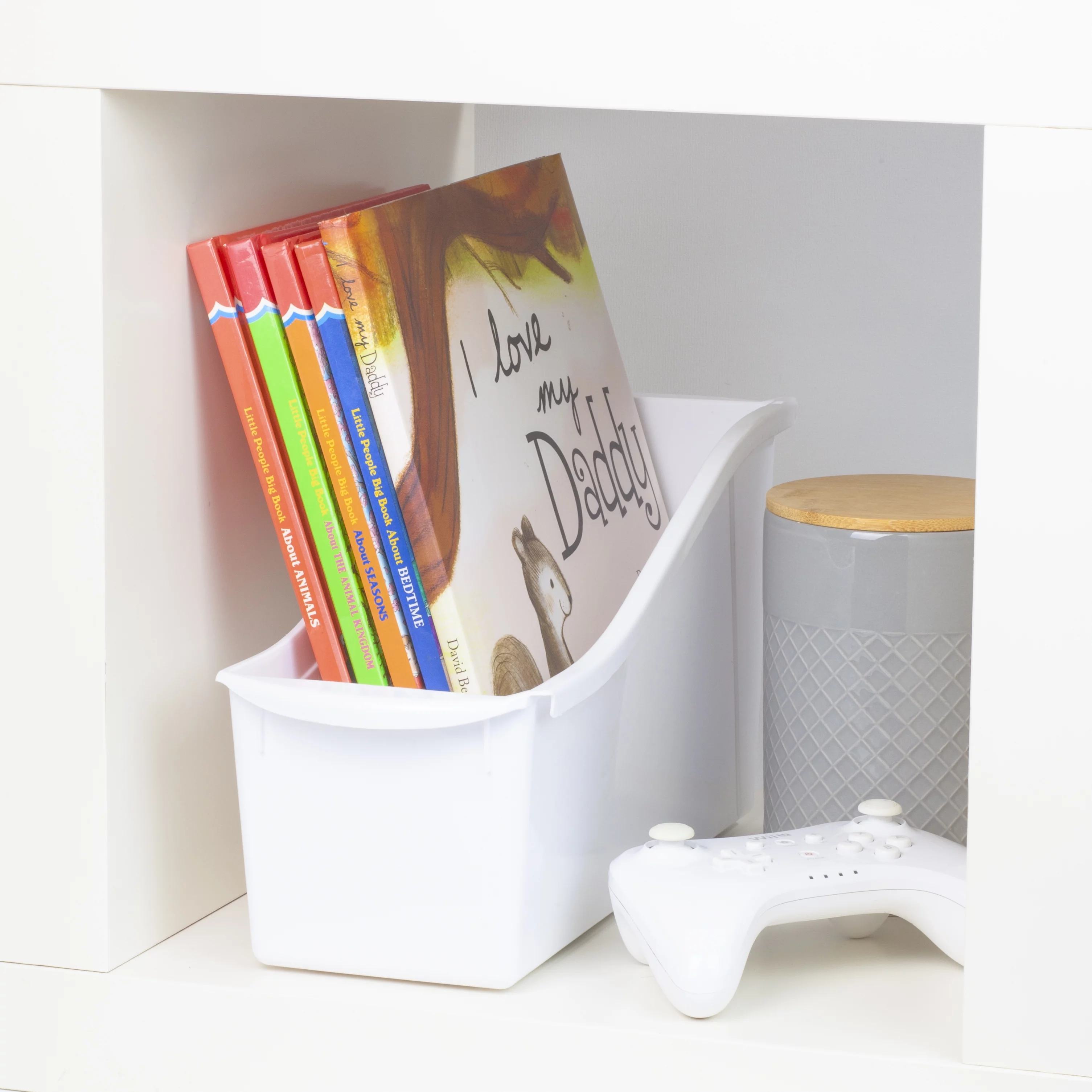 Pen+Gear Plastic Desktop Book Organizer Bin, Arctic White, 6-Pack