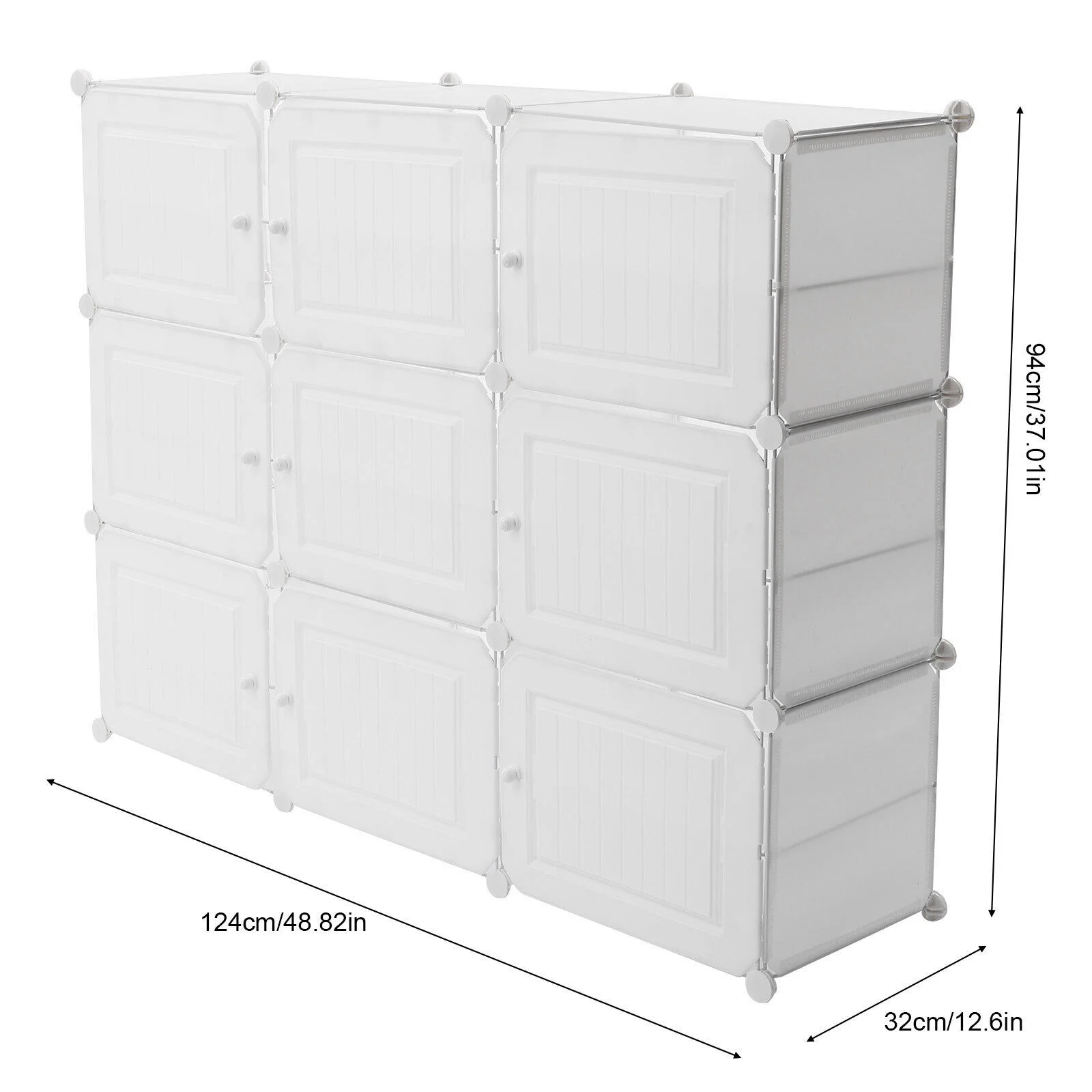 36 Pair White Shoe Rack Shoe Storage Shelf Organizer Shoe Cabinet W/9 Door,49.61*12.6*37.8in