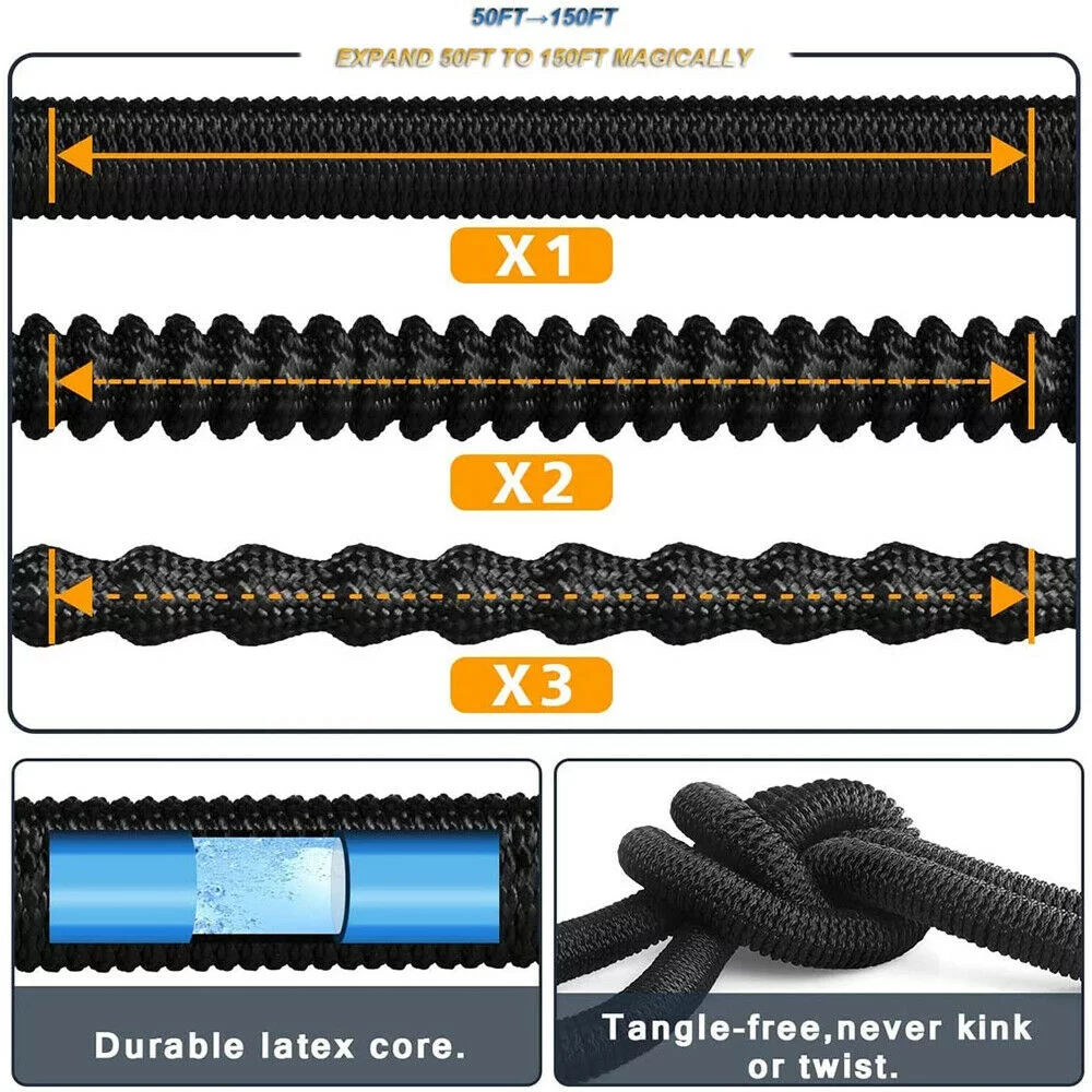 Ilfioreemio Expandable Garden Hose 100ft Upgraded,Flexible Lightweight Water Hose 9 Way Spray Nozzle,Durable 4-Layer Latex Core,3/4” Solid Brass Fittings,Easy Store No Kink Leakproof Expanding Pipe