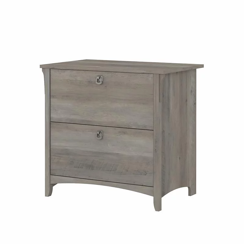 Home Square 2 Piece Wood Filing Cabinet Set with 2 Drawer in Driftwood Gray