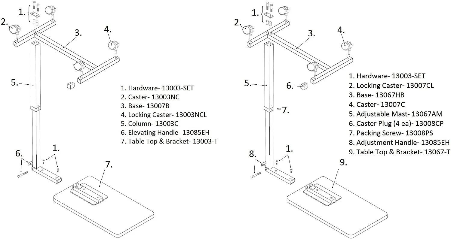 Drive Medical 13003 Non Tilt Top Overbed Table with Wheels, Chrome