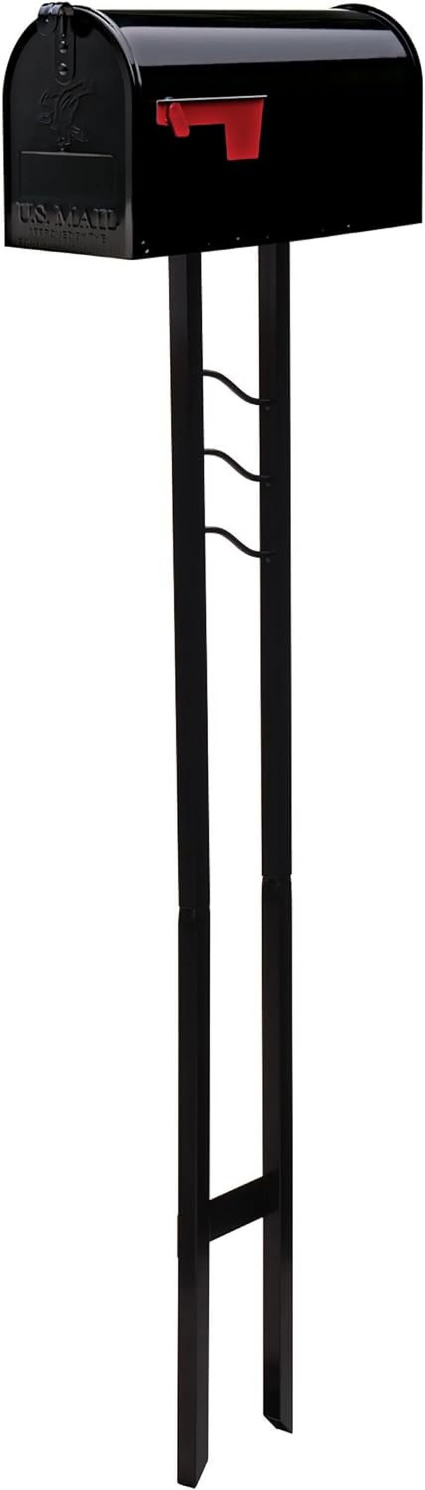 Medium Capacity Galvanized Steel Black, Mailbox & Post Combo, MC110B01