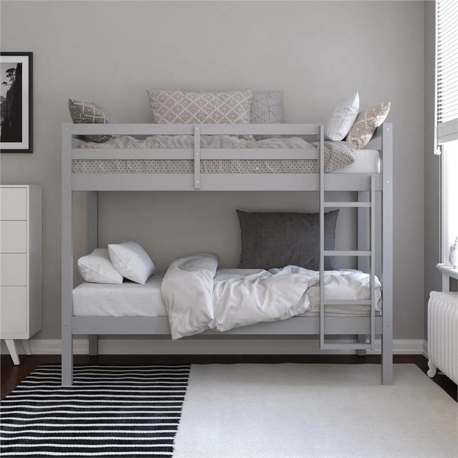 Dorel Living Indiana Twin over Twin Bunk Bed in Gray
