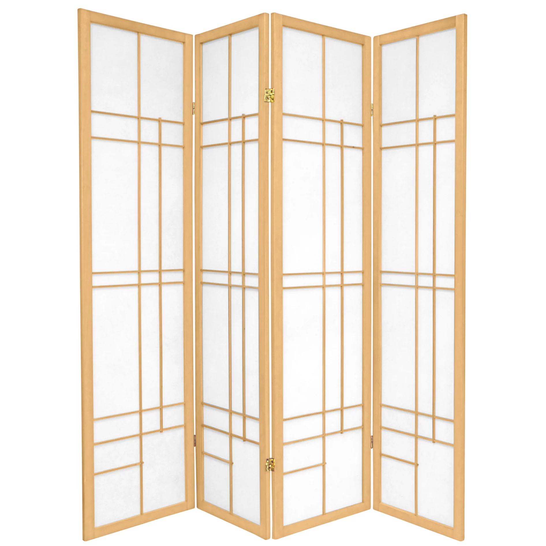Oriental Furniture 6 ft. Tall Eudes Shoji Screen - Natural - 4 Panel