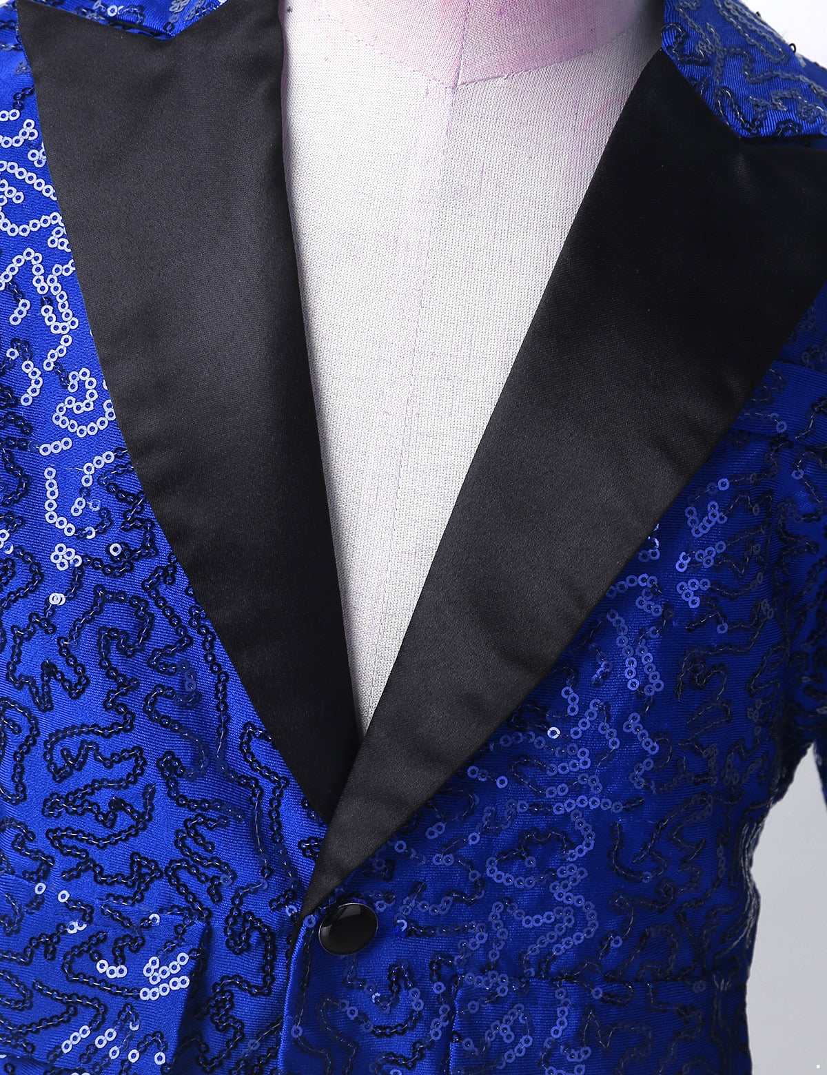 Miaeowve Kids Boys Shiny Sequins Wedding Pageant Tuxedo Suits Blazer Coat Long Sleeves Modern Dance Jacket Blue 12