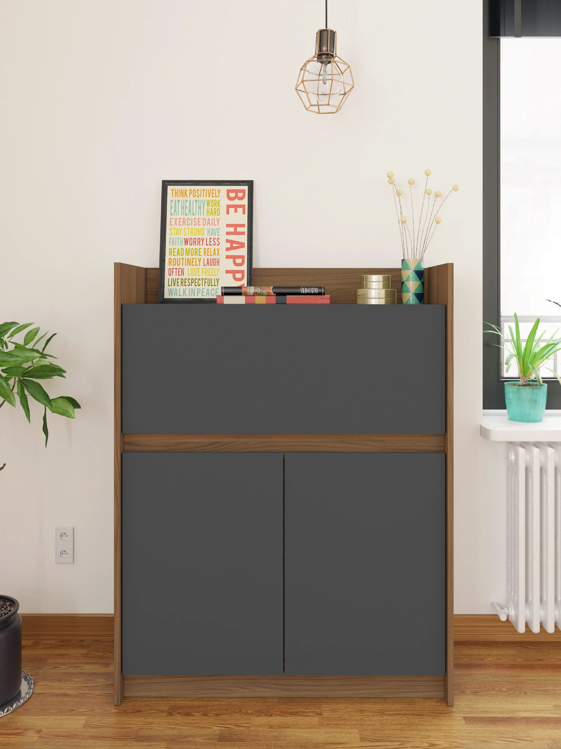 Nexera 351657 Chrono Secretary Desk, Nutmeg and Charcoal Grey