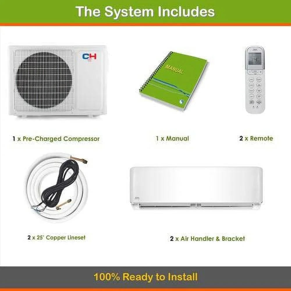 Cooper & Hunter Mini Split Air Conditioner Heat Pump 2 Zone 18000 24000 BTU