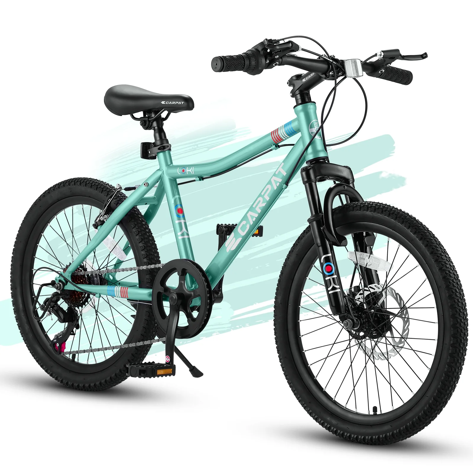 RooRuns 20 Inch Kids Bike, Boys Girls Mountain Bike Ages 8-12, 7 Speed Teenager Children Kids' Bicycles, Front Suspension Disc U Brake, 14 Inch Height Steel Frame