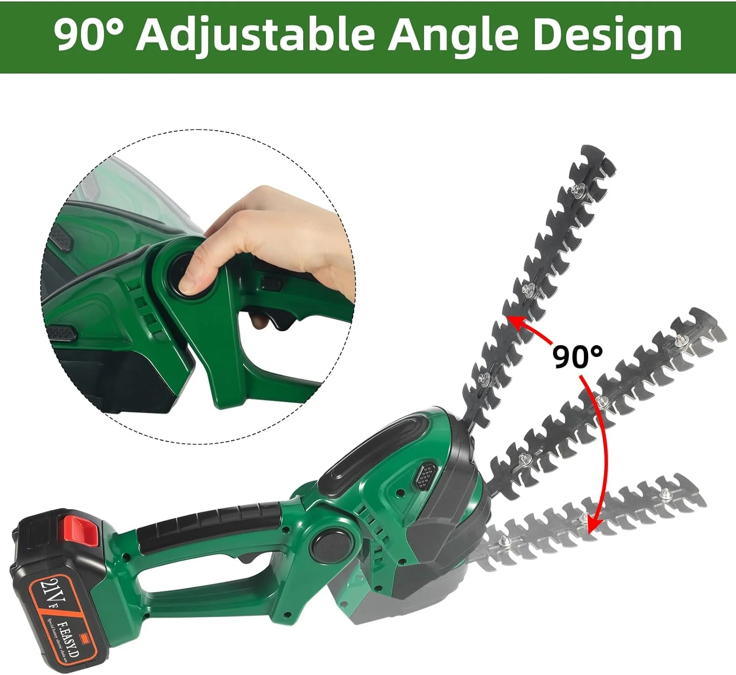Convenient Mini Hedge Trimmer Cordless Grass Shears 21V Handheld Cutter Clippers 2 Batteries Included