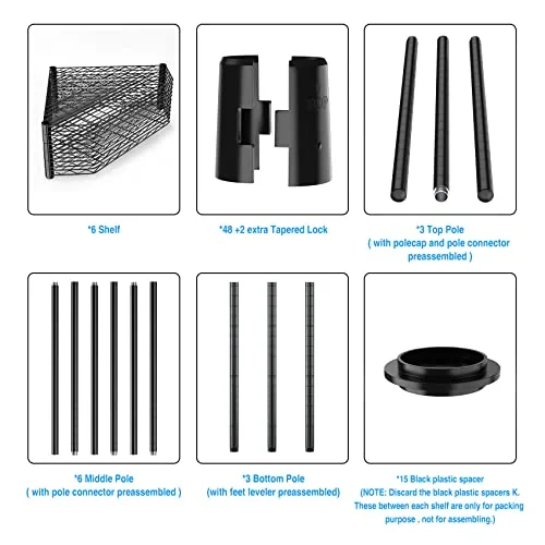 6 Tier NSF Metal Shelf Pentagonal Corner Wire Shelving Unit, 600lbs Capacity Heavy Duty Adjustable Storage Rack with Shelf Liners for Kitchen Garage Office Etc Room Corner, 72