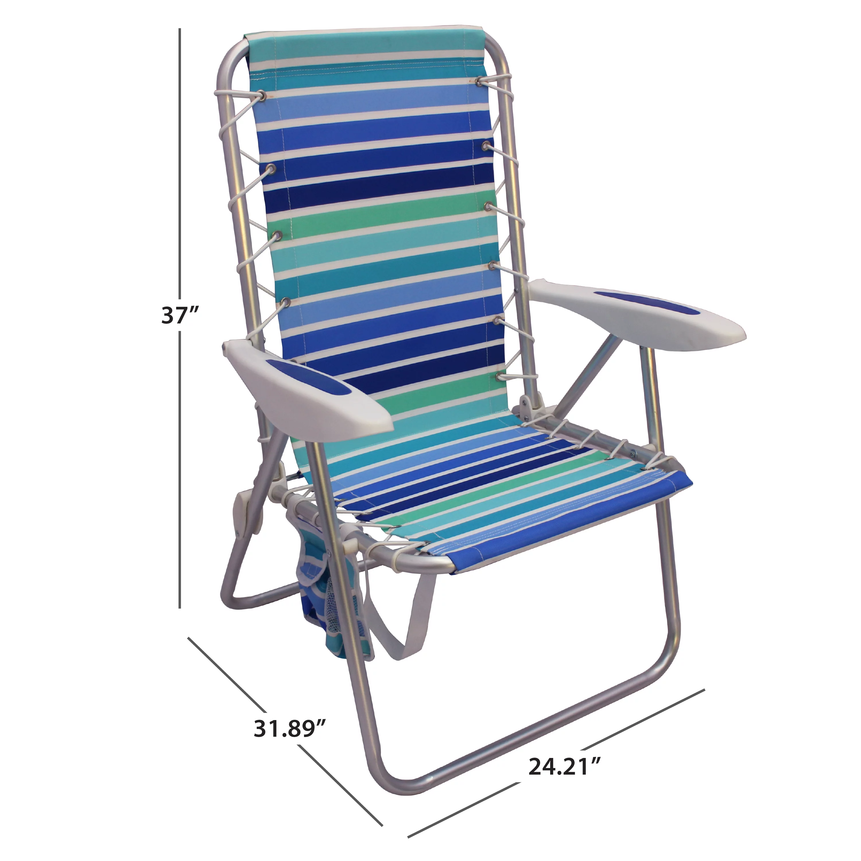 2-Pack Mainstays Reclining Bungee Beach Chair Blue & Green Stripe
