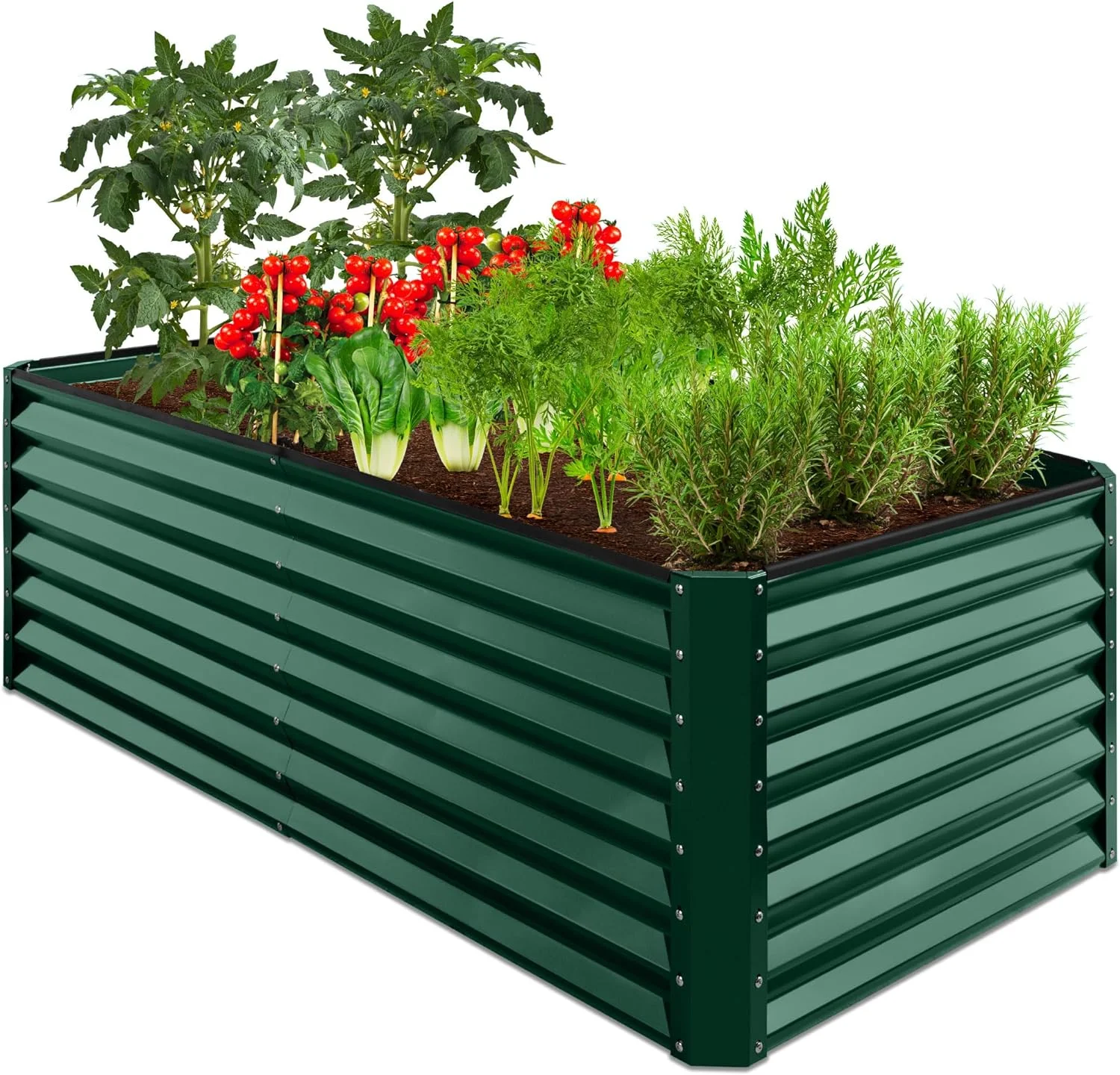 U-SHARE 6x3x2ft Outdoor Metal Raised Garden Bed, Deep Root Box Planter for Vegetables, Flowers, Herbs, and Succulents w/ 269 Gallon Capacity - Dark Green