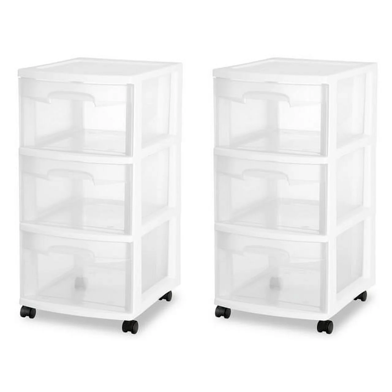 Sterilite Ultra 3 Drawer Plastic Rolling Storage Container (2-Pack)
