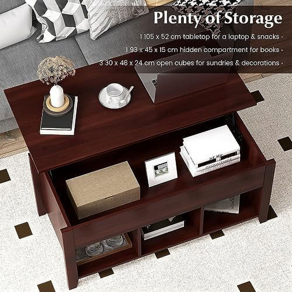 JDZHAPPYLIFE Lift Top Coffee Table Modern Wood Cocktail Table with Hidden Compartment and Lower  Shelves  Wooden Laptop Table Lift Tabletop Home  (White)