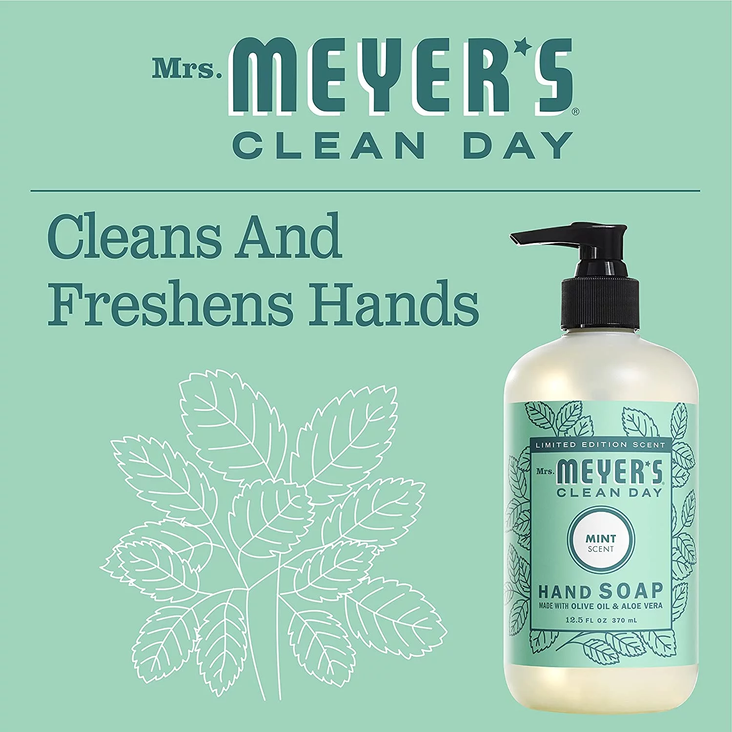 Mrs. Meyers Mint Kitchen Basics Bundle: 3 items 1 Dish Soap, 1 Hand Soap, 1 Everyday Cleaner