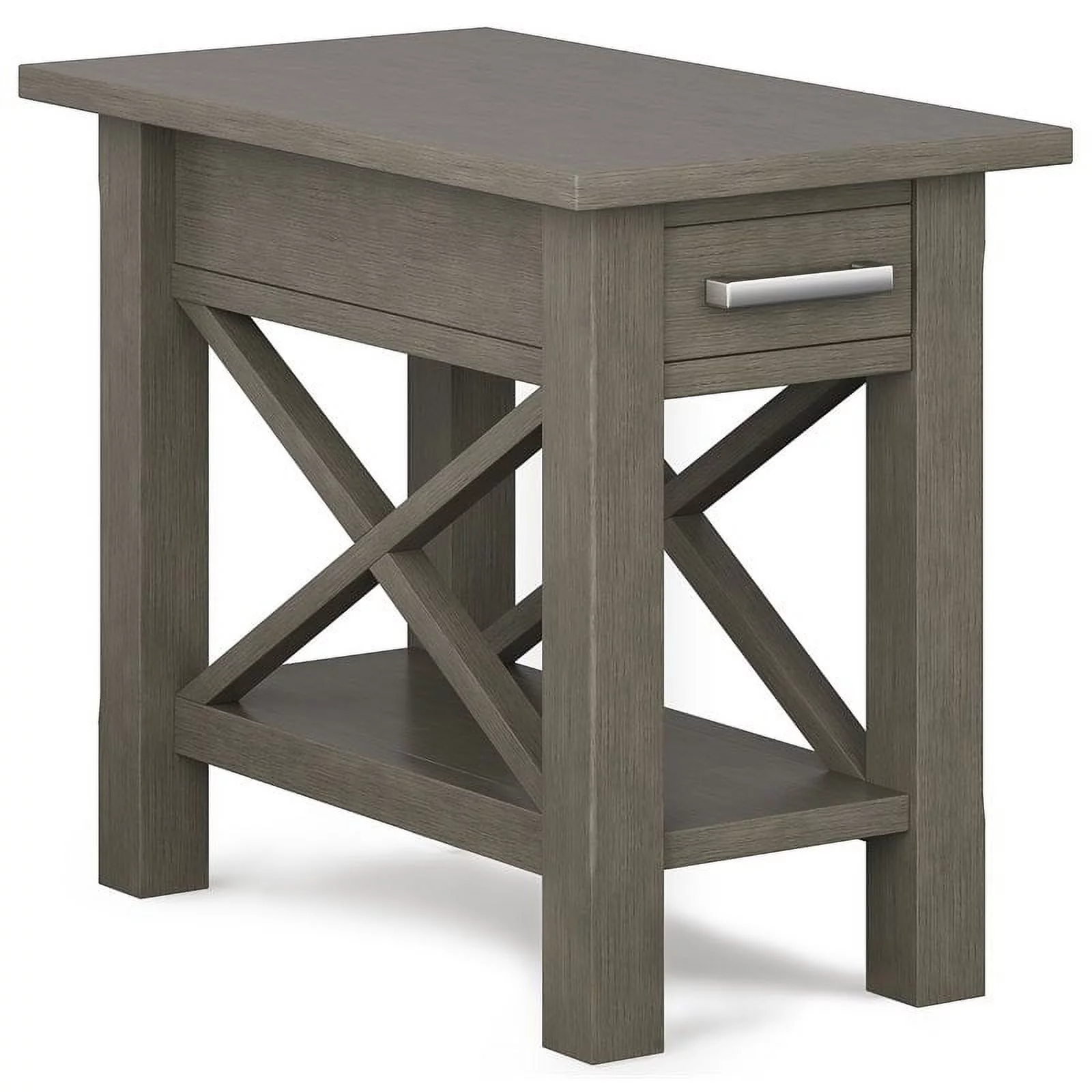 Home Square 2-Piece Narrow End Table with Storage Set in Farmhouse Gray