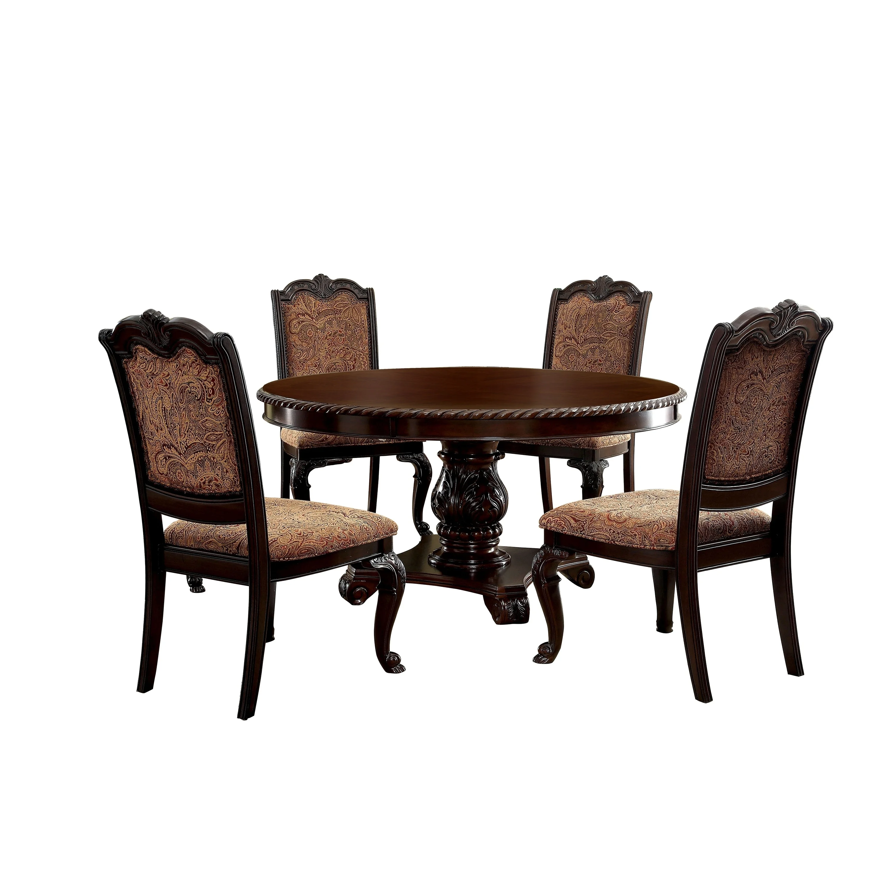 Furniture of America Bevo Traditional Cherry Wood 5-Piece Dining Set by