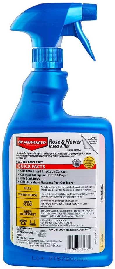 BIOADVANCED 708570 24 oz Rose & Flower Insect Killer RTU, 24-Ounce, White