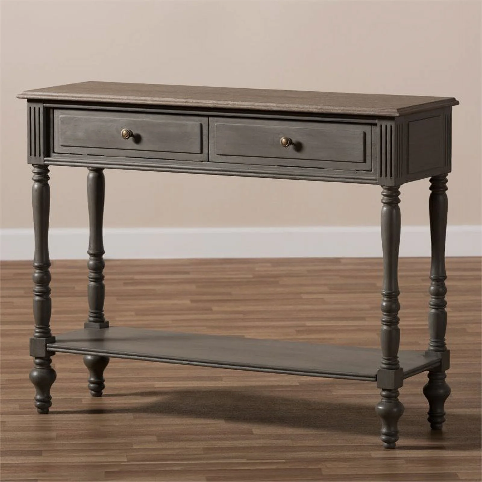 Baxton Studio Noemie 2 Drawer Console Table in Brown