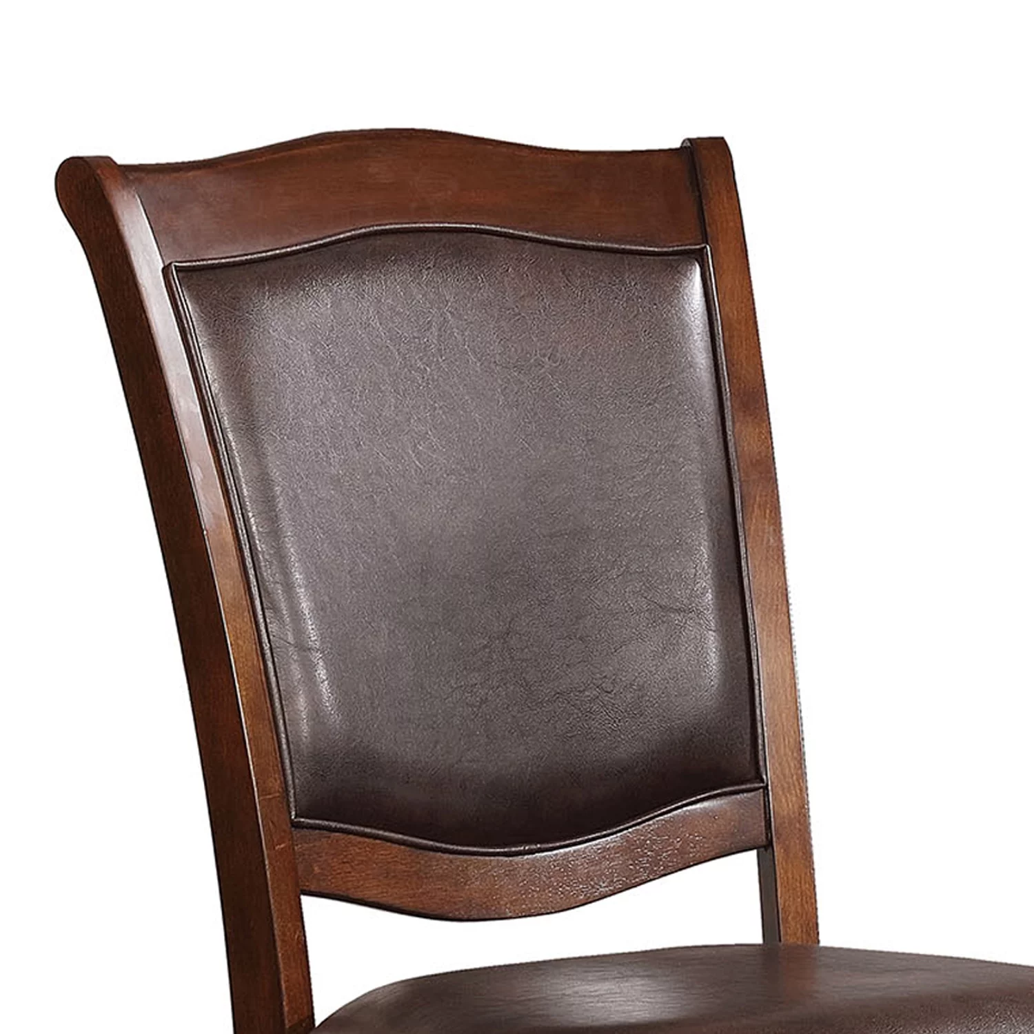 Benzara Wooden Side Chair with Leatherette Cushioned Seating, Brown, Set of 2
