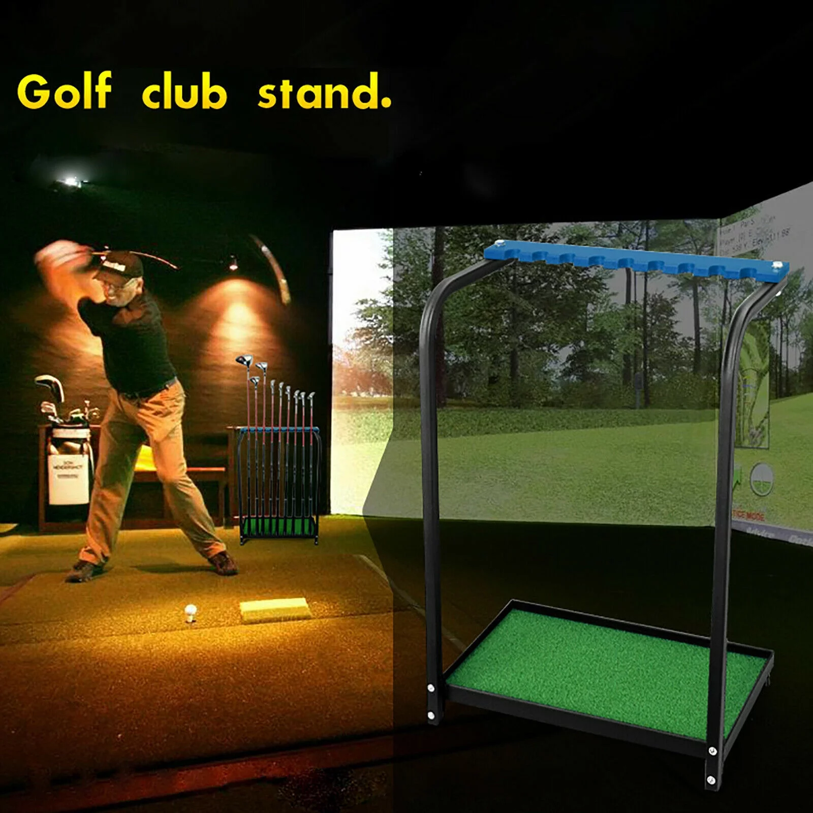 9 Metal Clubs Stand Golf Club Organizer Golf Putter Storage Display Rack