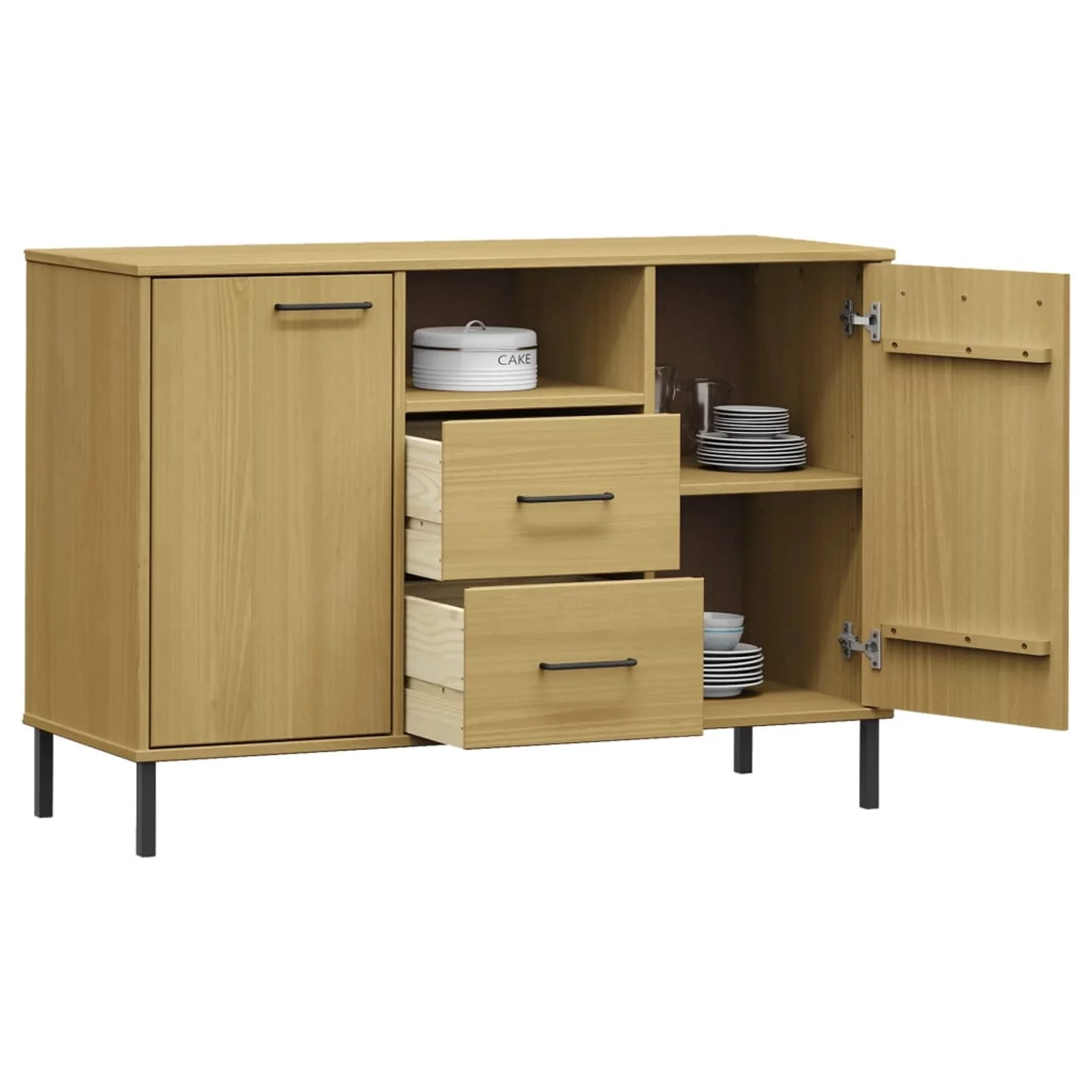 Andoer Sideboard with Metal Legs Brown 44.5