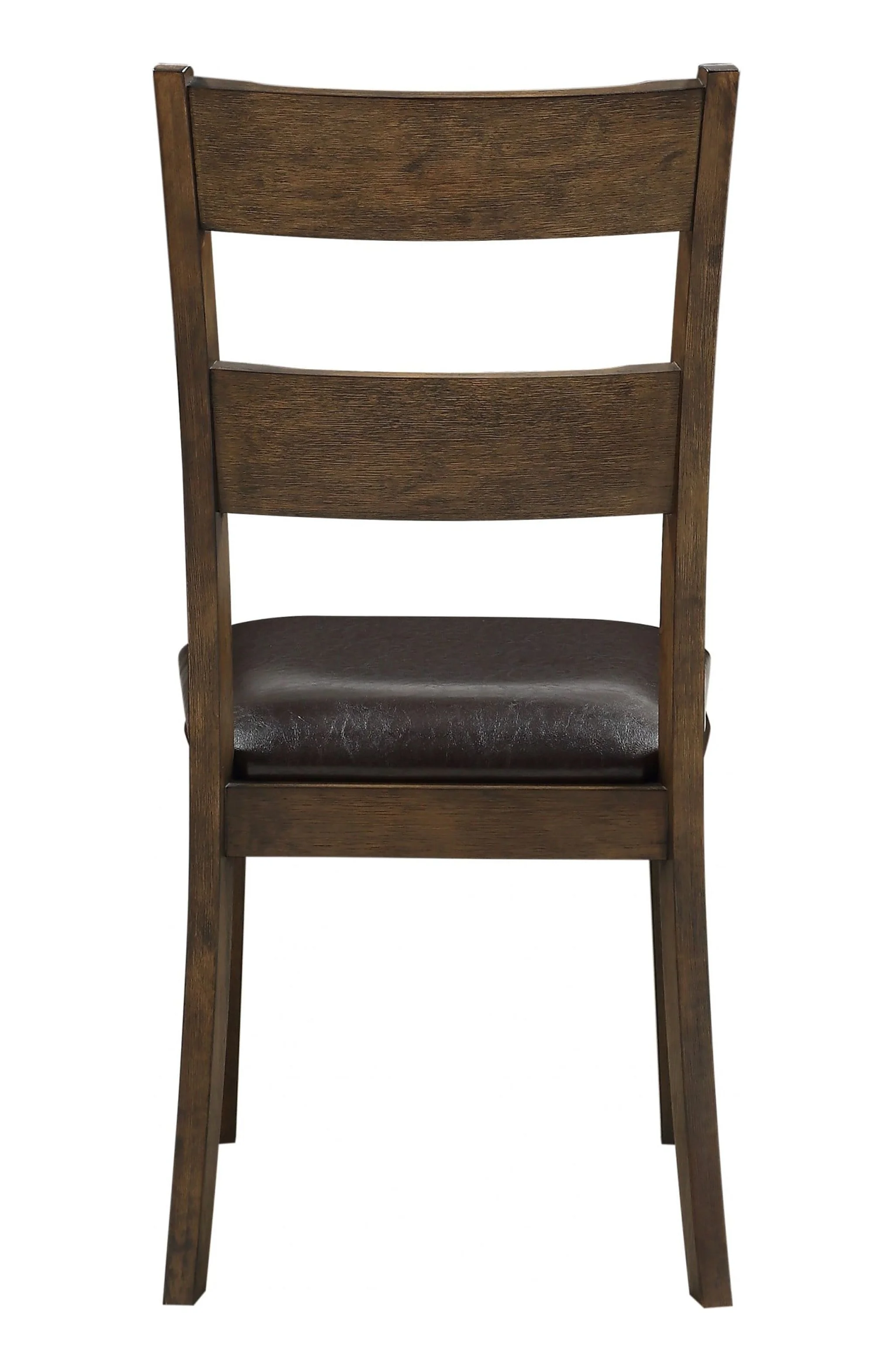 Benzara BM202034 Wooden Side Chairs with Leatherette Padded Seat & Panelled Back, Brown - Set of 2