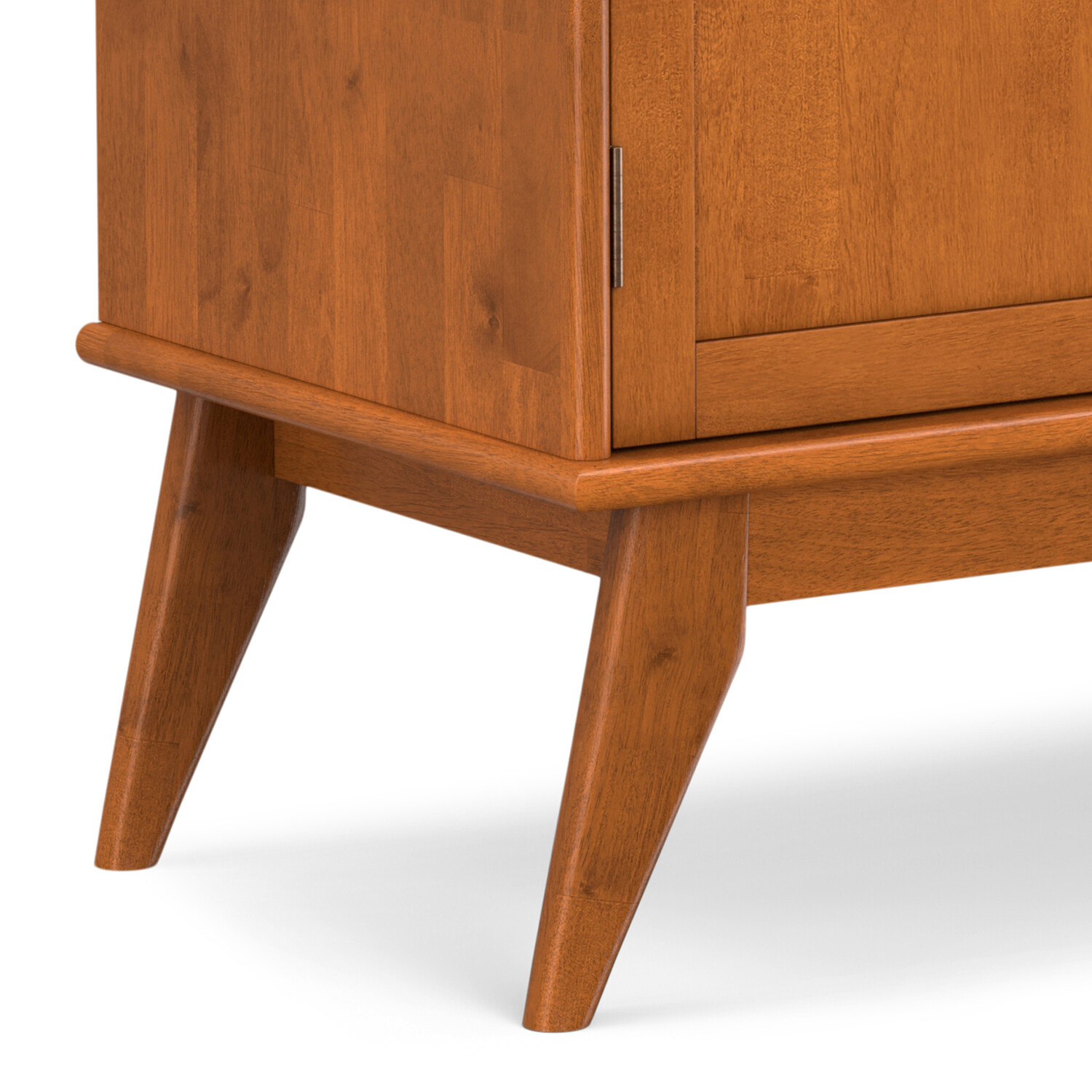Simpli home Draper SOLID HARDWOOD Mid Century Modern 32 inch Wide Bar Cabinet in Teak Brown