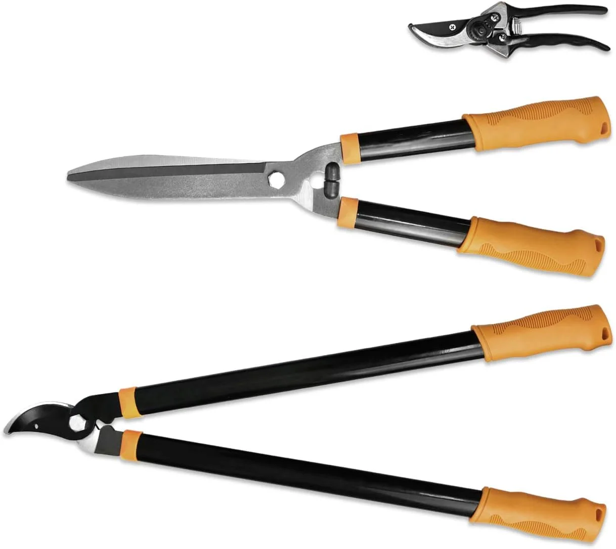 Sunrise Garden Tree Tools Set 3 Piece Garden Kit With Lopper, Hedge Shears And Pruner Shears, Tree & Shrub Care Kit