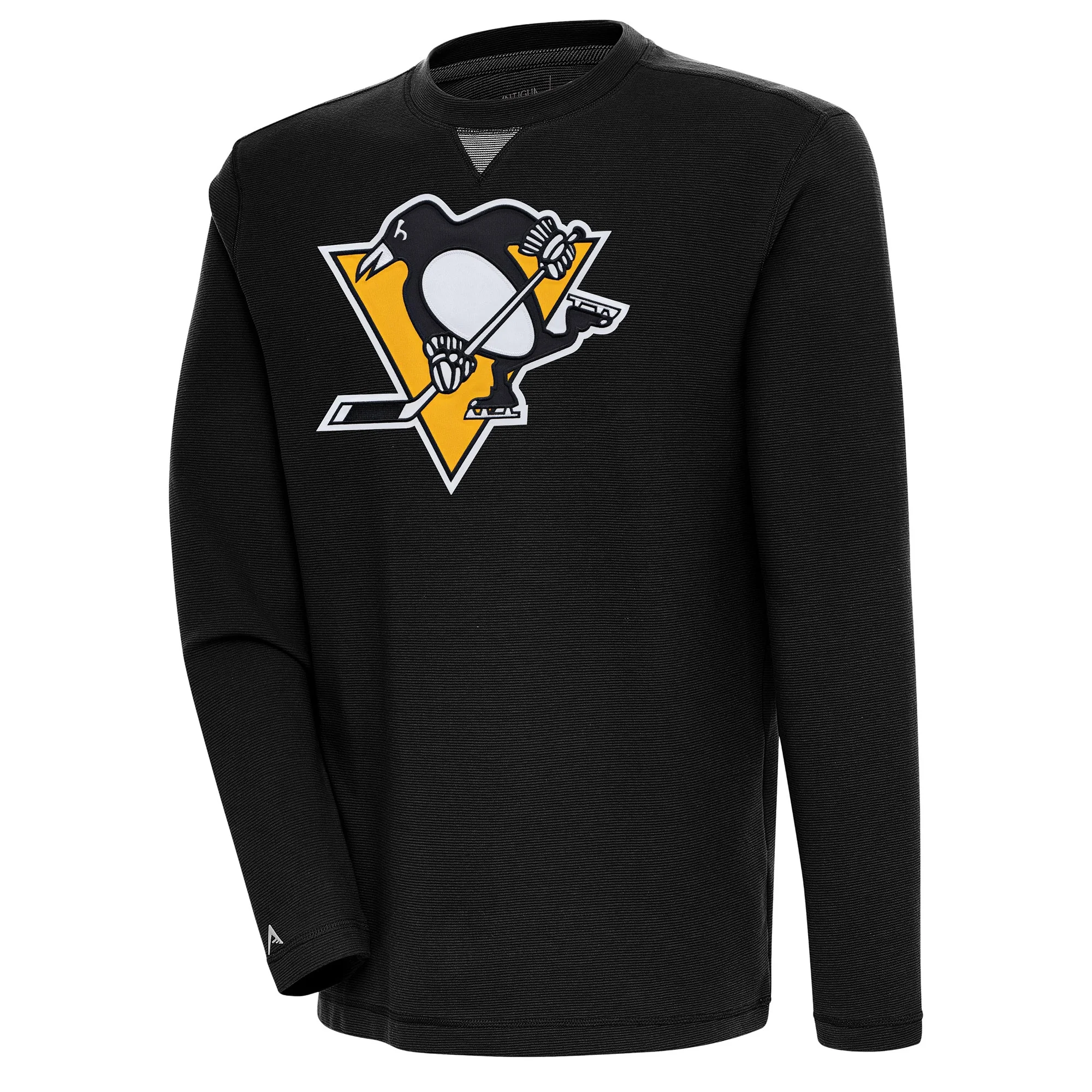 Men's Antigua  Black Pittsburgh Penguins Flier Bunker Tri-Blend Pullover Sweatshirt