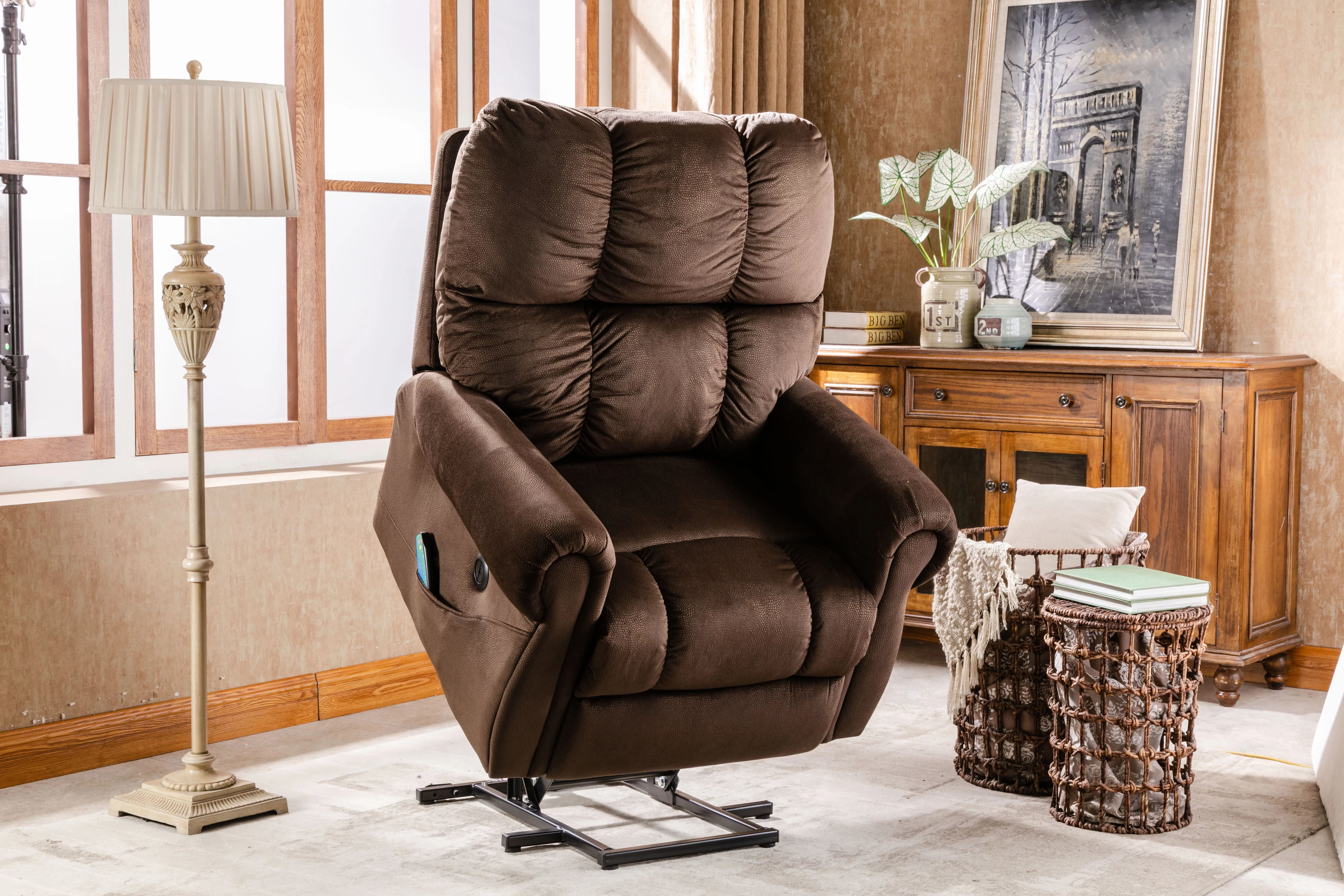 LOAOL Electric Lift Recliner with Heat Therapy And Massage,Velvet Finish, 38