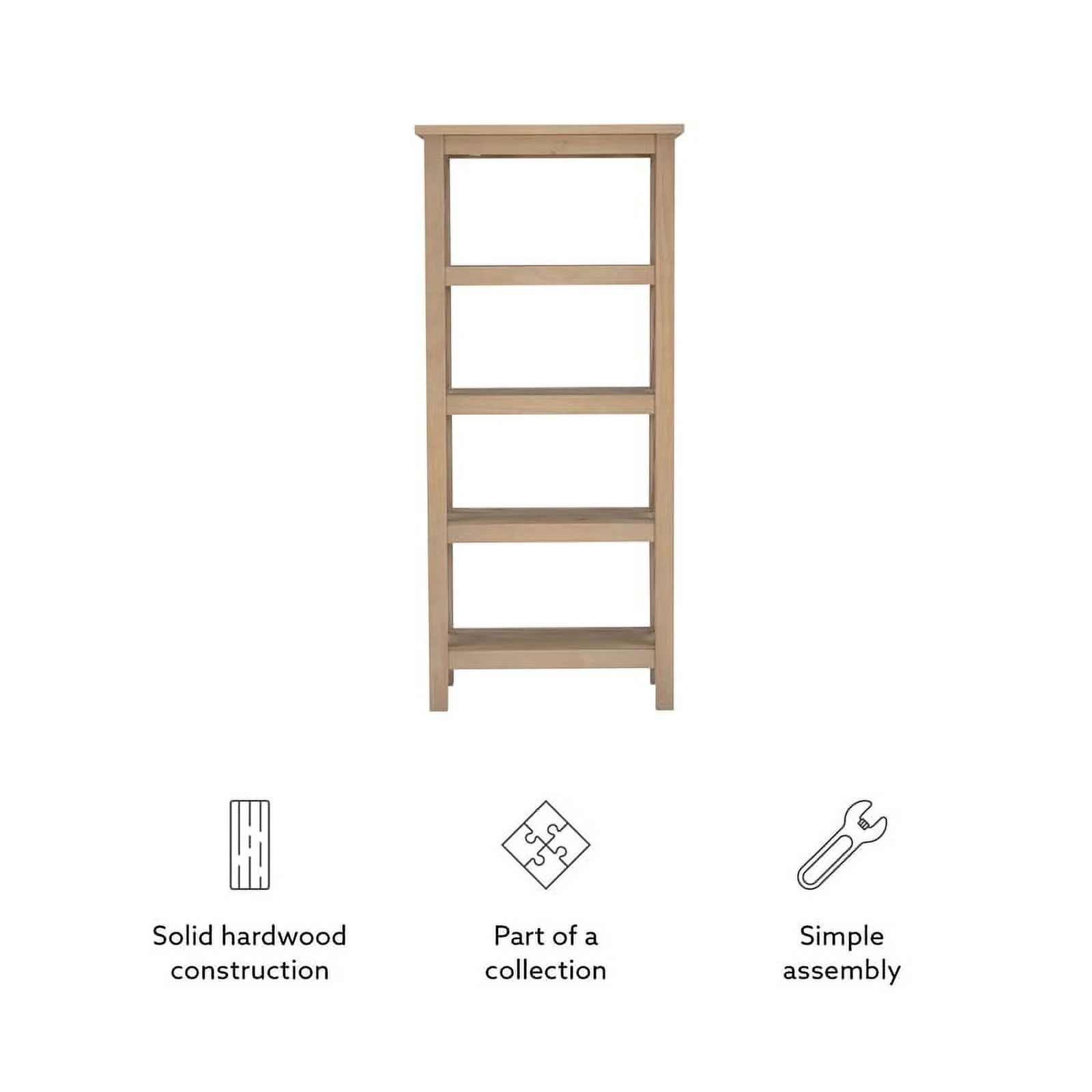 Linon Dalton Pine Wood Bookcase in Driftwood Brown