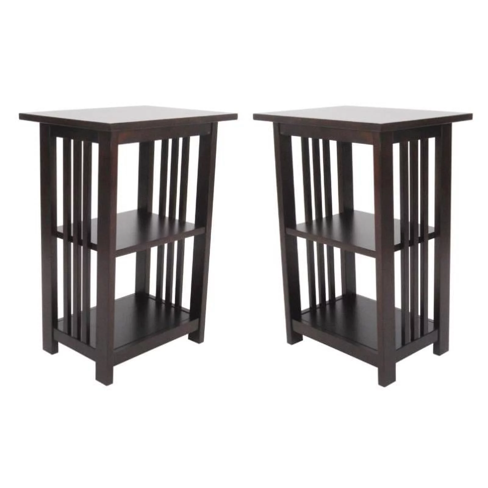 Home Square 2-Shelf Wood End Table in Espresso Finish - Set of 2