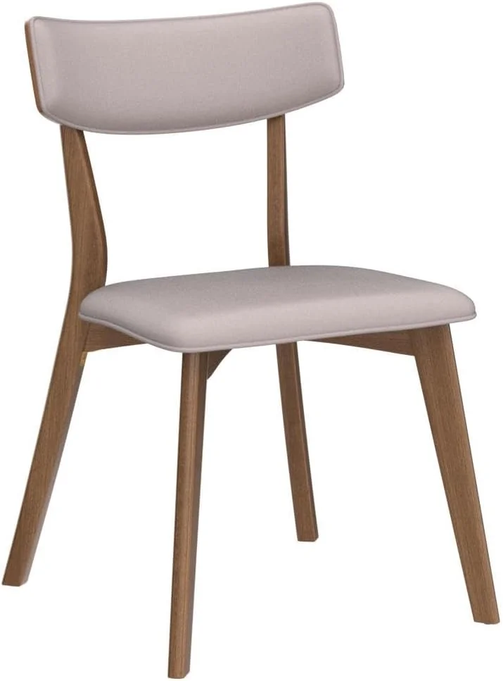 Gdfstudio Caleb Century Fabric Dining Chairs With Natural Oak Finish(Set Of 2) (Light Beige)