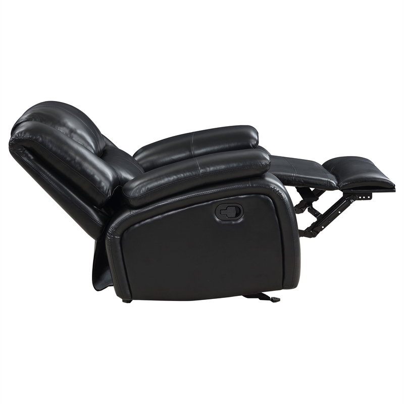 Pemberly Row Faux Leather Upholstered Glider Recliner Chair Black