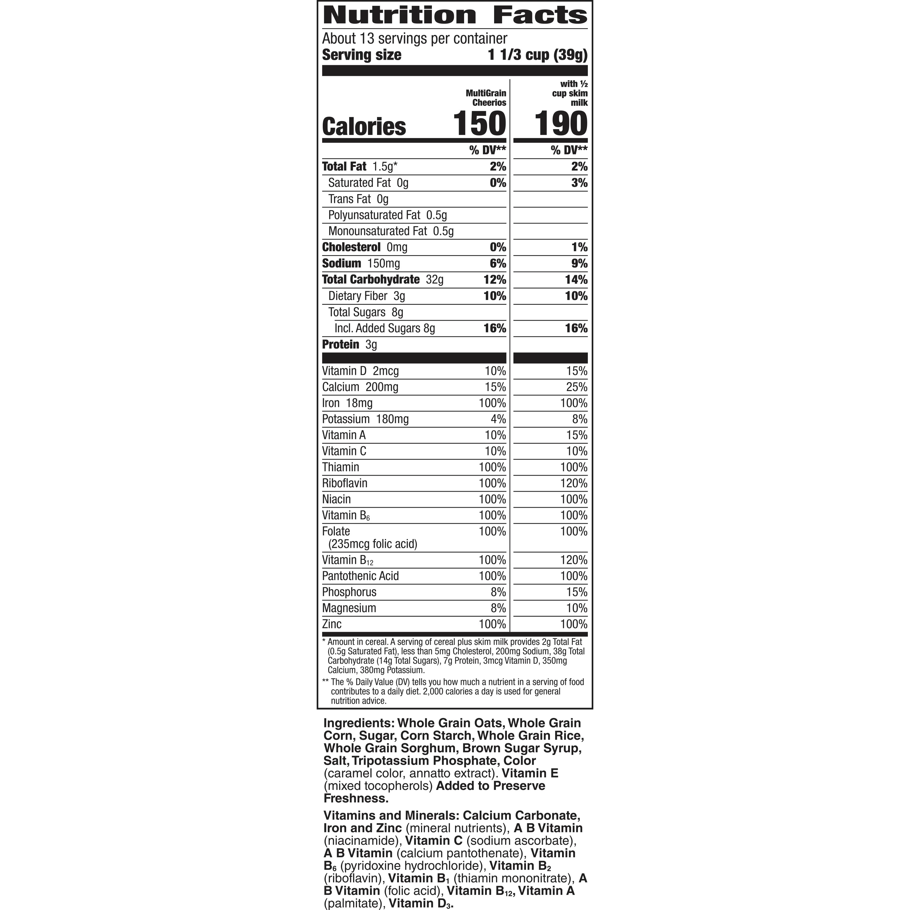 Multi Grain Cheerios Heart Healthy Cereal, 18.75 OZ Cereal Box (Pack of 2)