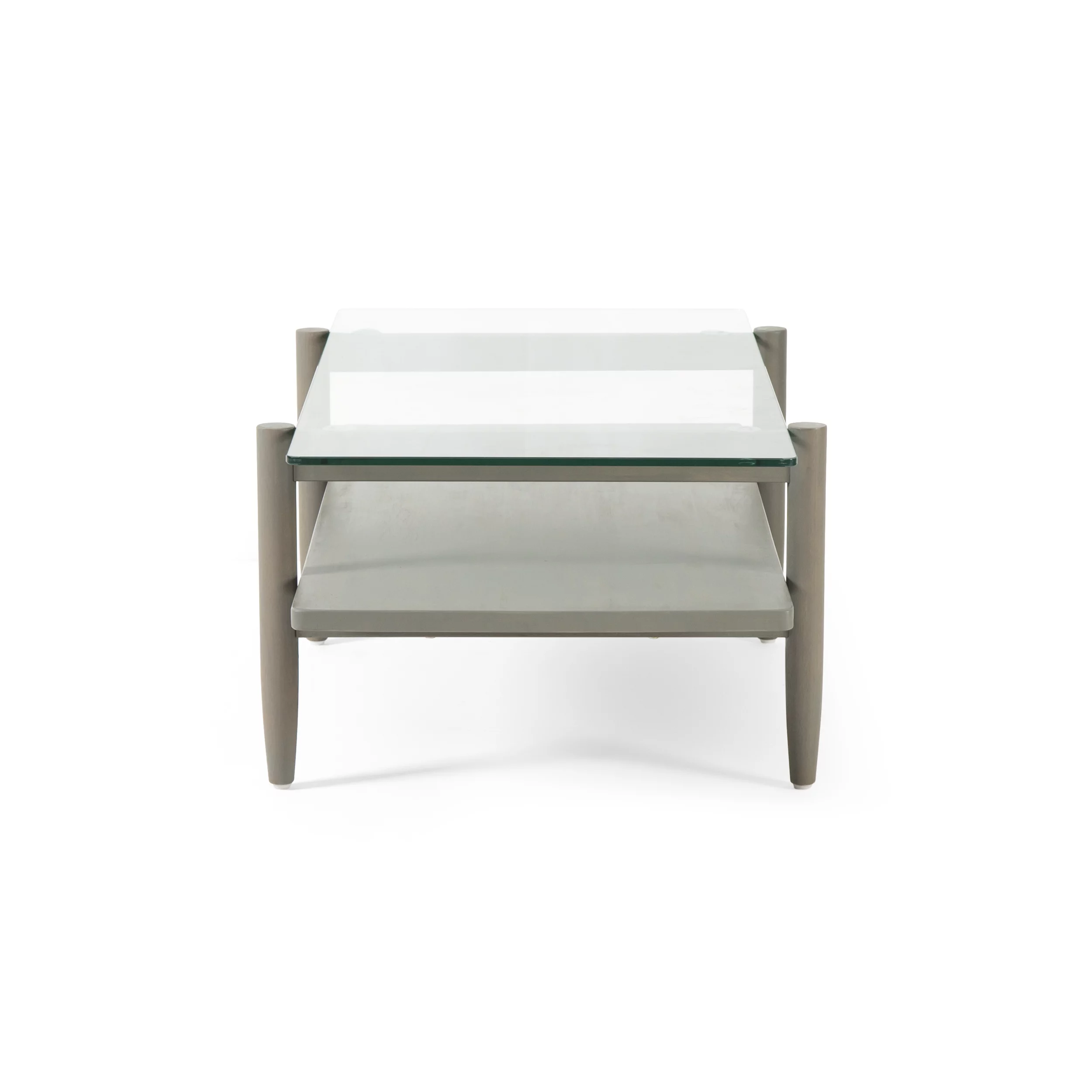 Noble House Grantlee Acacia Wood Coffee Table with Tempered Glass Top, Gray Finish