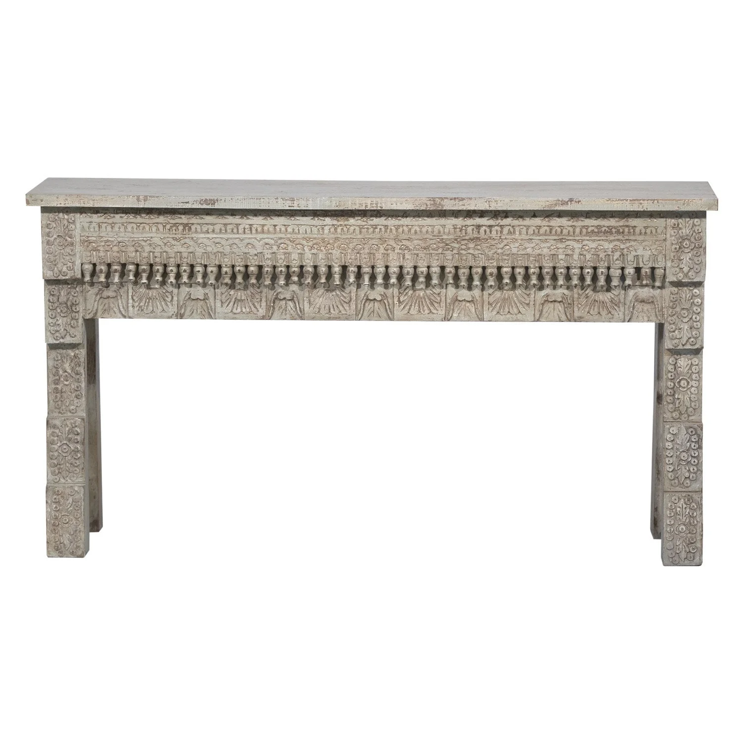 Transitional Modern Hand Carved Solid Wood Console Table | Entryway Living Room Sofa Table | Distressed Green Modern Hallway Table