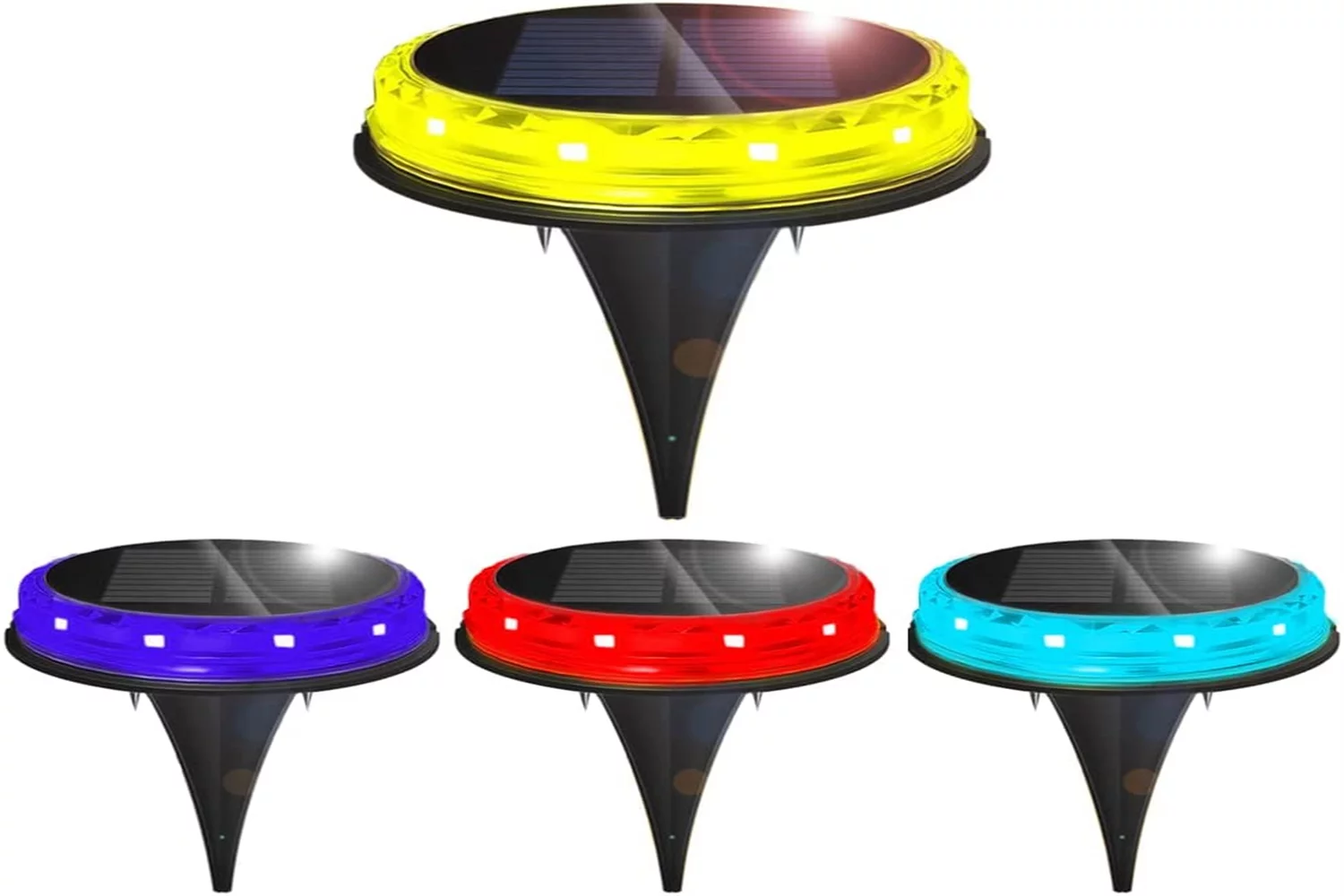 Solar Floor lamp, Built-in 1200mAh Battery and 9 LED Lamps, Outdoor Solar Panel Landscape lamp. for Landscape, Sidewalk, Lawn, Steps, etc. IP65 Waterproof (4-Piece Package)