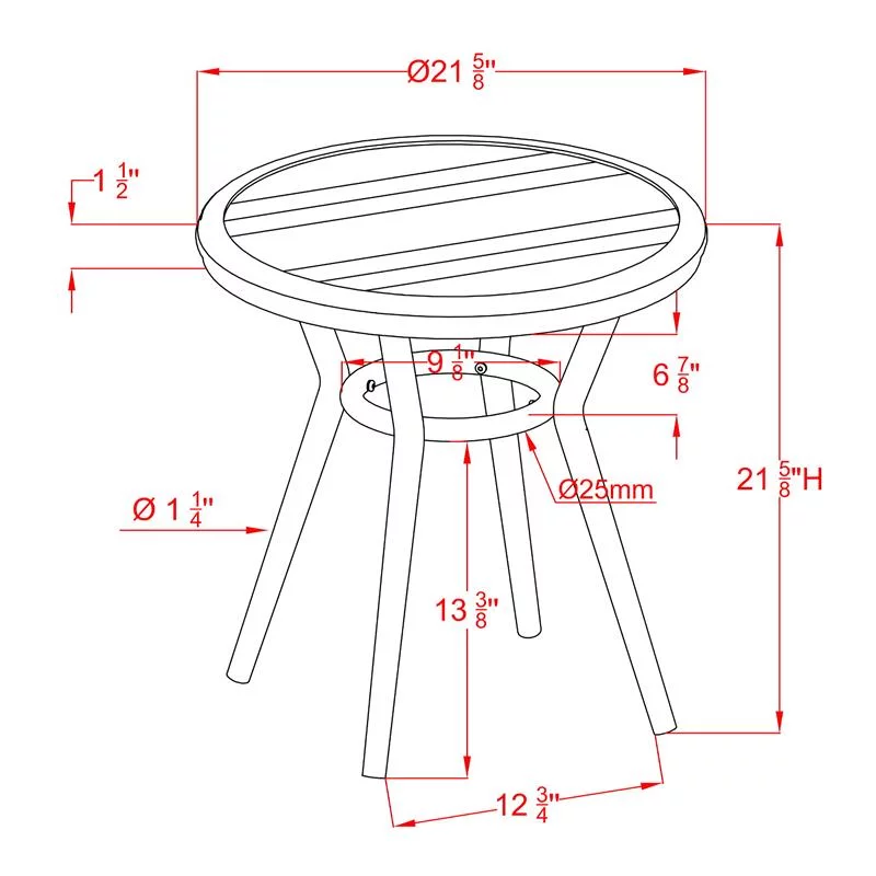 Furniture of America Devey Metal Patio 3-Piece Table and Chair Set in Black