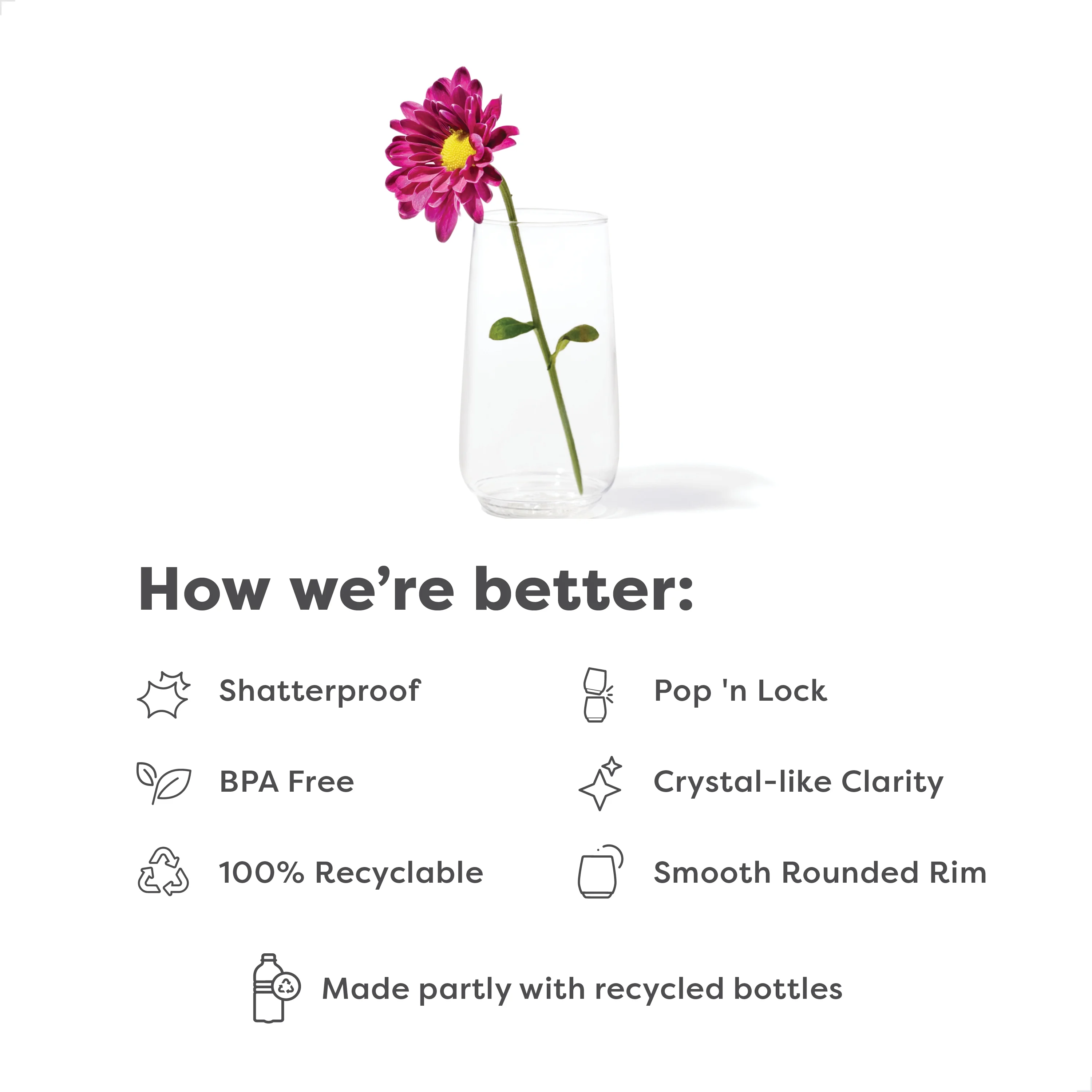 TOSSWARE POP 6oz Flute Jr SET OF 252, Recyclable, Unbreakable & Crystal Clear Plastic Champagne Glasses